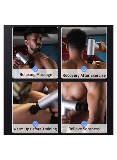 Electric Muscle Massage Gun Hand Held Deep Tissue Body Massager with 4 Heads Adjustable Pressure
