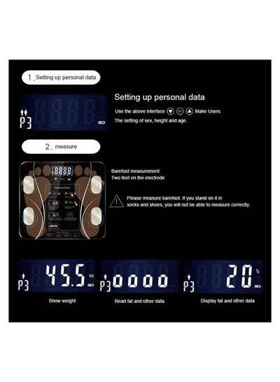 Electric Smart Measuring Bathroom Scale Intelligent BMI Body Fat Weight Protein Health Analyzing Device with High Precision and LED Screen Monitor Bluetooth