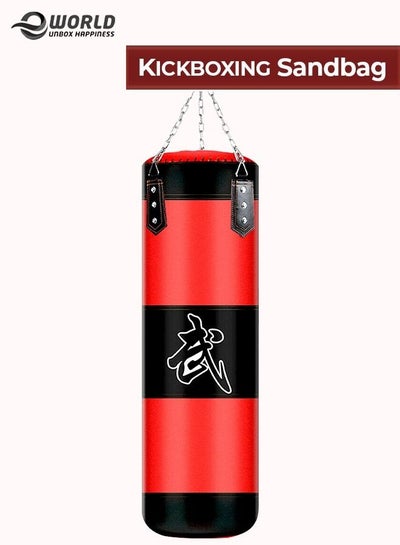 Professional Sports Boxing Bag For Heavy Weight Training Mma Martial Arts Karate Practice Punching Kickboxing Muay Thai Sandbag With Hanging Chains And Hooks 100cm