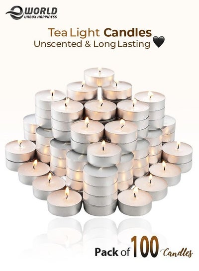 Unscented Tea Light Candles for Home Decoration, Weddings and Parties, Pack of 100