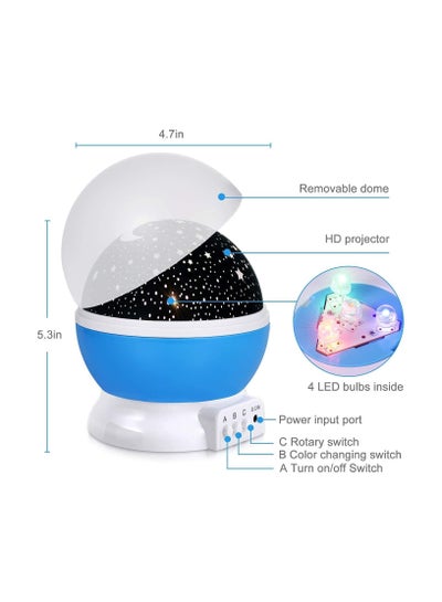 Decorative Stars Night Light Nebula Projector LED Lamp with 360 Degree Rotation 4 LED Bulbs USB for Room Decor Adults and Children Kids Bedroom