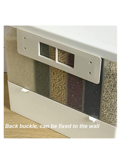 Dry Food Storage Container Box with Adjustable Compartments, Easy press wall mounted cereal Dispenser for Rice and grains