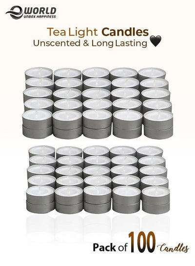 Unscented Tea Light Candles for Home Decoration, Weddings and Parties, Pack of 100
