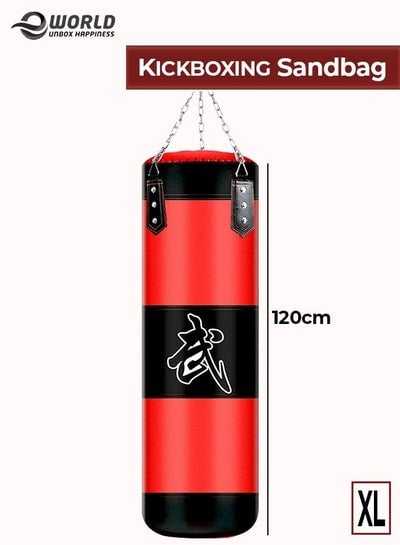 Professional Sports Boxing Bag For Heavy Weight Training Mma Martial Arts Karate Practice Punching Kickboxing Muay Thai Sandbag With Hanging Chains And Hooks 120cm