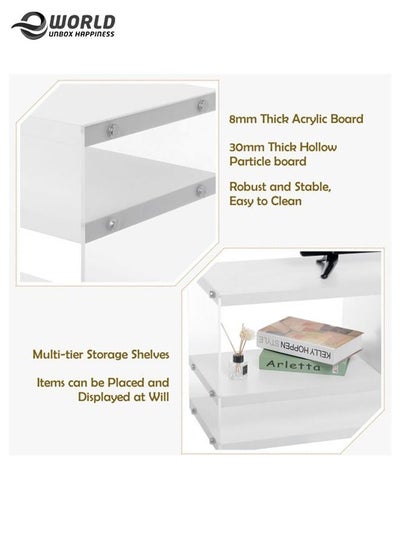 3-Tier TV Stand Entertainment Centre Media Console Glossy White Finish with Acrylic Sides
