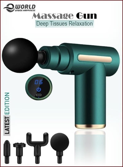Upgraded Electric Muscle Massage Gun Hand Held Deep Tissue Body Massager with 4 Massaging Heads Adjustable Pressure and LCD Details Display