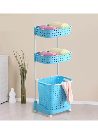 3-Tier Laundry Basket sorter with 4 Rolling Wheels for Kitchen and Bathroom