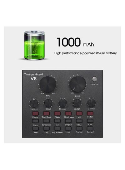 Bluetooth Mobile Sound Card with 12 Effects Microphone USB External Chip for Computer Audio Broadcast