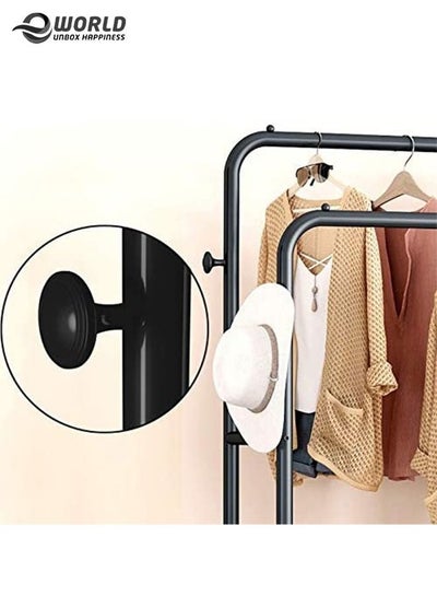 Double Pole Garment Clothes Hanger Organizer Dual Rod Freestanding Rack with for Organizing Wardrobe