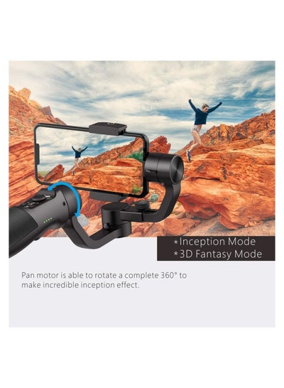 3-Axis Gimbal Stabilizer for Smartphone Vlog Youtuber Live Video Record with selfie stick Sport Inception Mode Face Object Tracking Motion Time-Lapse.