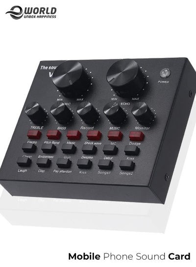 Bluetooth Mobile Sound Card with 12 Effects Microphone USB External Chip for Computer Audio Broadcast