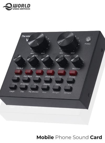 Bluetooth Mobile Sound Card with 12 Effects Microphone USB External Chip for Computer Audio Broadcast
