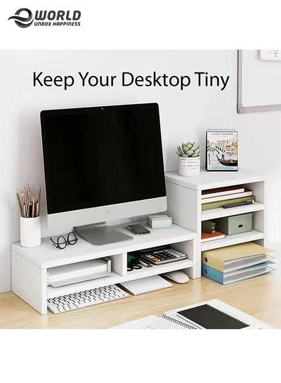 Monitor Riser Stand Organizing Space with Multiples Cabins for Home and Office use