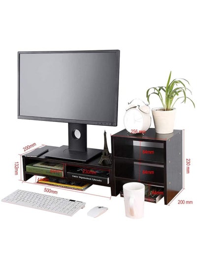 Computer Monitor Stand Desk Monitor Riser Table 2 Tier for Computer Laptop Xbox Printer Office Home and School Use 50 X 20 X 13.2cm with 3 Tier Storage Shelf Desktop Organizer