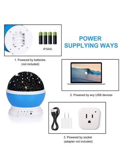 Decorative Stars Night Light Nebula Projector LED Lamp with 360 Degree Rotation 4 LED Bulbs USB for Room Decor Adults and Children Kids Bedroom