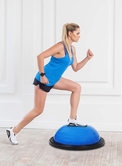 Bosu Ball Half Balance Trainer Board for Exercise and Fitness Core Stability Training Yoga Equipment with Pump, Resistance Bands 60cm