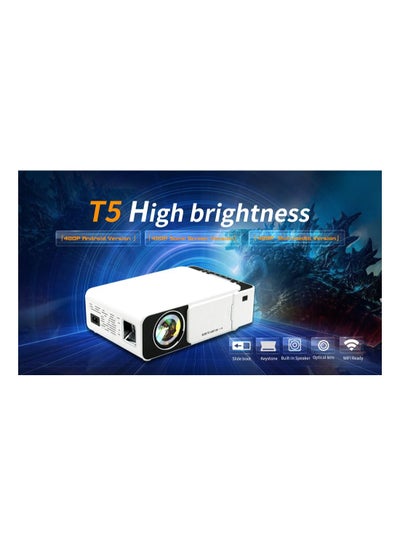 جهاز عرض T5 LED جديد مسرح منزلي ذكي 1080P HD مع مكبرات صوت ستيريو 100 ANSI WiFi USB HDMI SD بطاقة سماعة رأس مقبس صوت 3.5 مم ونسخ للهاتف المحمول