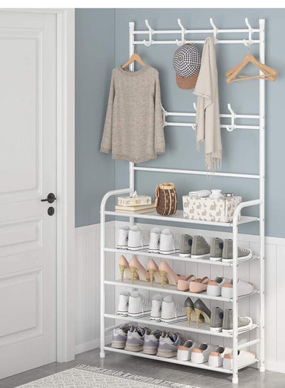 5 Tier Home Entryway Furniture Shelf Multipurpose Shoe and Coat Stand and 5 Shelves