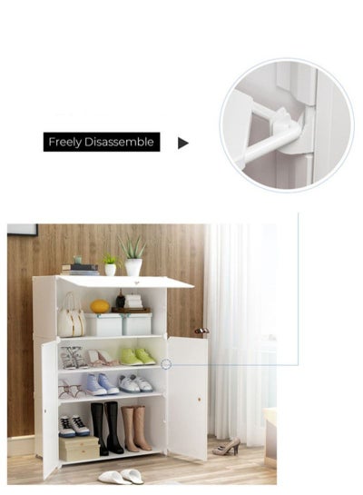 3-Tier Stylish Plastic Shoe Organizer Rack for Entryway Hallway Storage Furniture with 3 Open Shelves