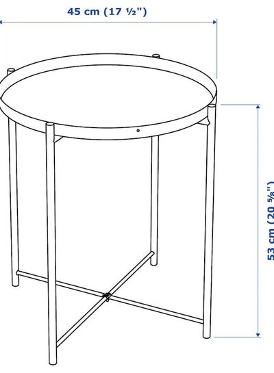 Round Coffee Side Table With Removable Serving Metal Tray Top Home Office Furniture End Table For Living Dining Room And Bedroom