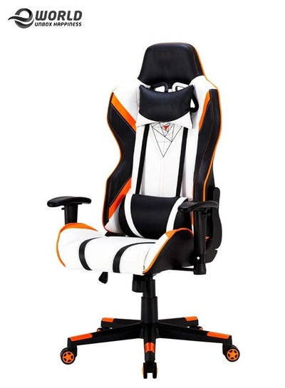 Professional Computer PC Gamers High Back Chair Adjustable 180 Degree Swivel and Height Adjusting Arm Rests for Gaming Comfortable Home Office Working Ergonomic PU Leather with Two Pillows, Lumbar Sup
