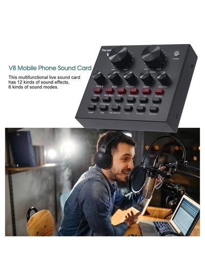 Bluetooth Mobile Sound Card with 12 Effects Microphone USB External Chip for Computer Audio Broadcast