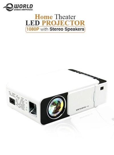جهاز عرض T5 LED جديد مسرح منزلي ذكي 1080P HD مع مكبرات صوت ستيريو 100 ANSI WiFi USB HDMI SD بطاقة سماعة رأس مقبس صوت 3.5 مم ونسخ للهاتف المحمول