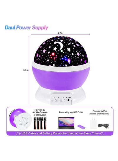 Multicolour Decorative Stars Night Light Nebula Projector LED Lamp with 360 Degree Rotation 4 LED Bulbs USB for Room Decor Adults and Children Kids Bedroom