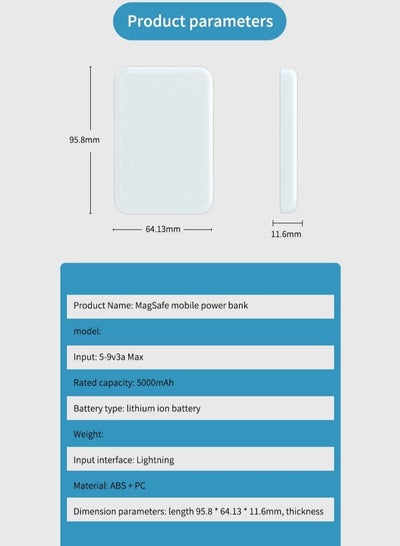 حزمة بطارية مغناطيسية، بنك طاقة لاسلكي PD، شاحن خارجي قابل للتركيب سريع الشحن لهاتف Apple iPhone 13 Pro Max وMini