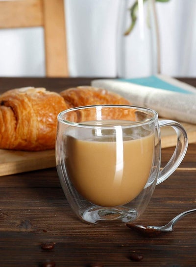 4-Piece Insulated Double Wall Cup with Handle for Drinkware Coffee Tea 250ml