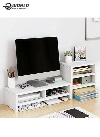 Monitor Riser Stand Organizing Space with Multiples Cabins for Home and Office use