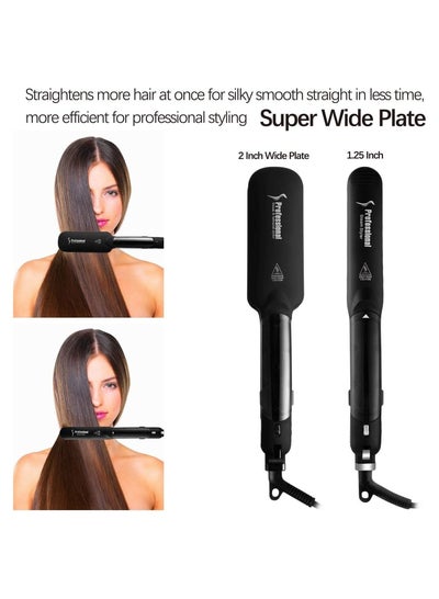 2 in 1 Professional Multi-functional Ceramic Steam Hair Straightener and Curler Styler with LCD Display, Quick heating and 360° swivel cord