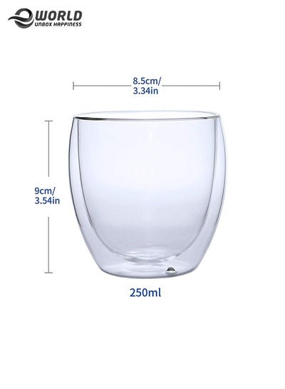 6 Pieces Double Wall Cocktail Glasses , Medium 250Ml
