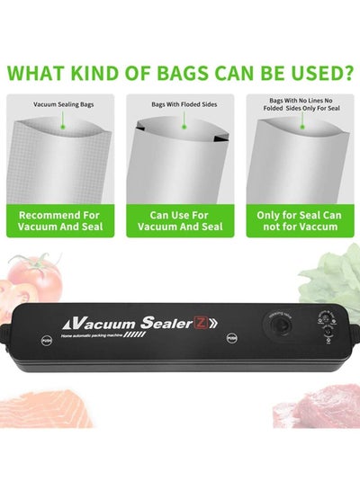 Vacuum Sealer Automatic for Food Saver and Storage, Packing Machine with 10 Piece Sealing Bag Starter Kit, LED Indicator Lights, Compact Design
