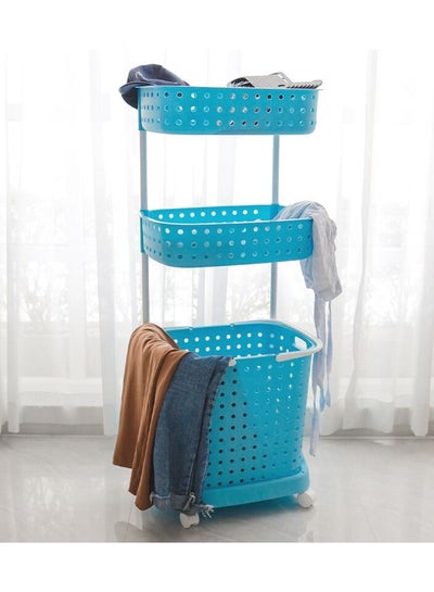 3-Tier Laundry Basket sorter with 4 Rolling Wheels for Kitchen and Bathroom