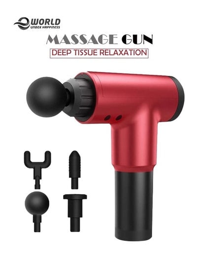 Electric Muscle Massage Gun Hand Held Deep Tissue Body Massager with 4 Heads Adjustable Pressure