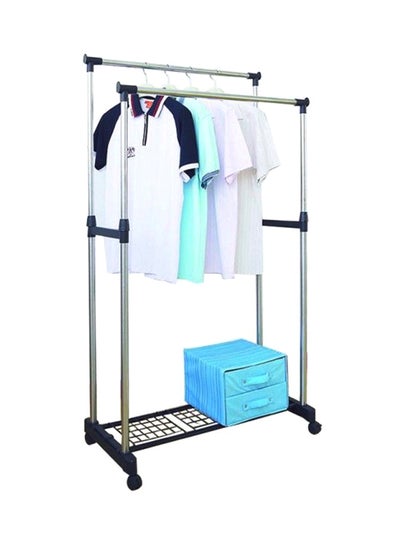 Double Pole Cloths Rack Hanger Silver 1.5kg