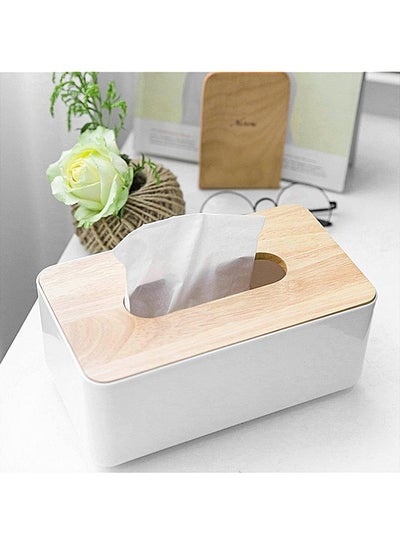 Tissue Paper Box White/Wooden 230x130x100millimeter