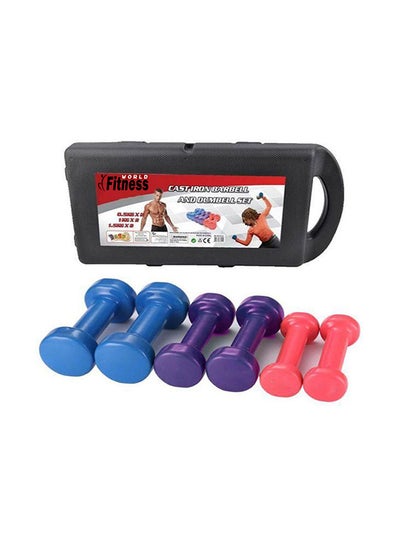6-Piece Vinyl Dumbbell Set With Case 6kg