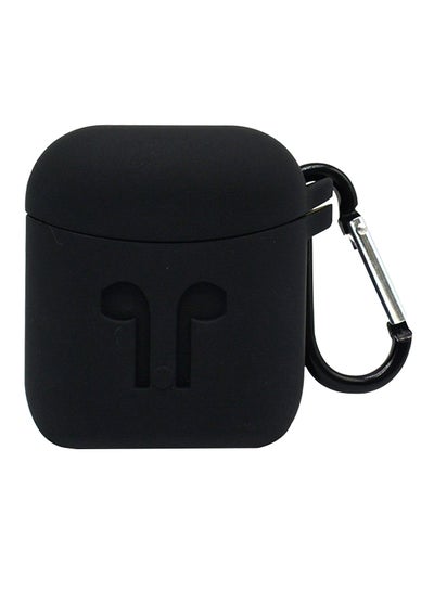 Protective Silicone Case Cover For Apple AirPods With Carabiner Black