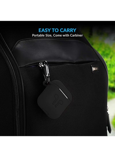 Protective Silicone Case Cover For Apple AirPods With Carabiner Black