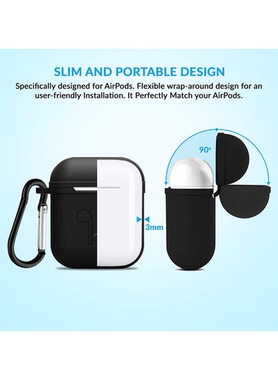 Protective Silicone Case Cover For Apple AirPods With Carabiner Black