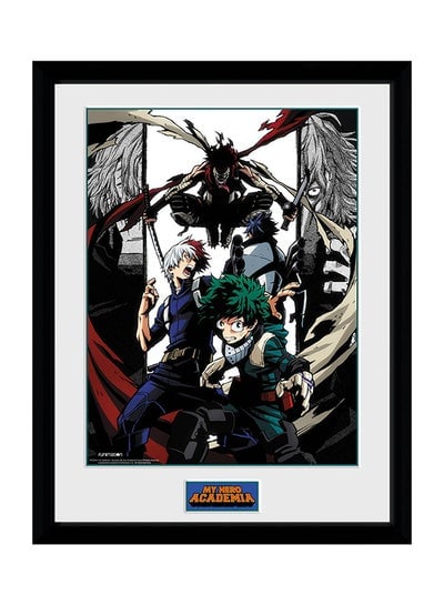 My Hero Academia Poster With Frame White/Black/Red 30x40centimeter