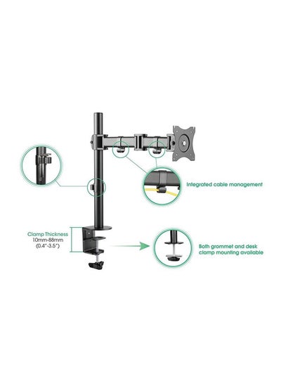 Single Monitor Arm Clamp and Bolt Through Mount Holds up to 32 Black