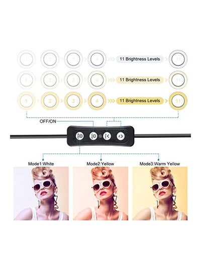 حلقة إضاءة LED صغيرة للتصوير الفوتوغرافي مع حامل ثلاثي القوائم باللون الأبيض