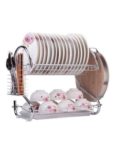 Dish Drying Rack Silver/Beige 42 x 24 x 38centimeter