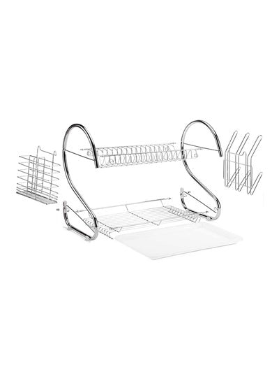 Dish Drying Rack Silver/Beige 42 x 24 x 38centimeter
