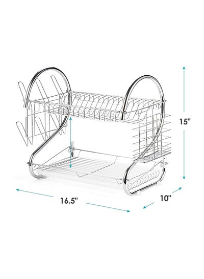 Dish Drying Rack Silver/Beige 42 x 24 x 38centimeter