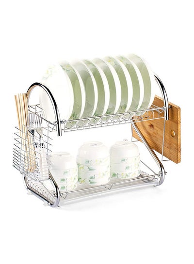 Dish Drying Rack Silver/Beige 42 x 24 x 38centimeter