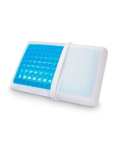 Pack Of 2 Cool Gel Memory Foam Pillow Microfiber Blue/White 40x70centimeter